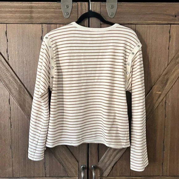 Maeve by Anthropologie Oversized Slouchy Striped Long Bell Sleeve Tee Size S EUC - Picture 5 of 9